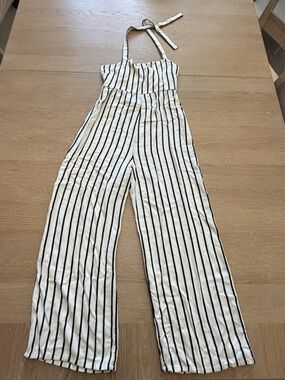 Muse White Jumpsuit with Black Stripes